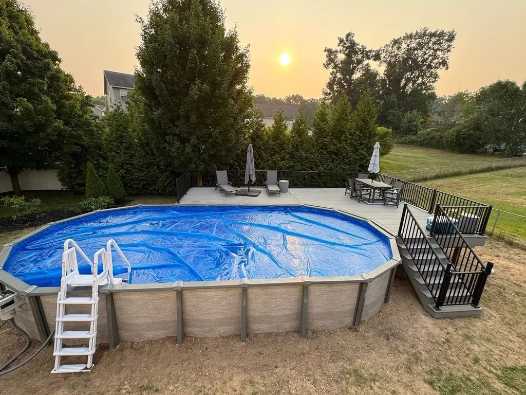 Composite Pool Deck Surrounding Above-Ground Pool