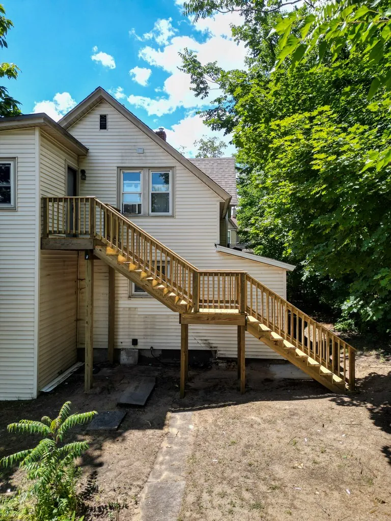 Pressure-Treated Switchback Staircase with Dual Platforms