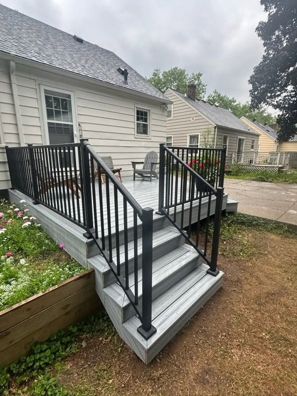 A custom Trex deck build overlooking the water in Grand Rapids, MI