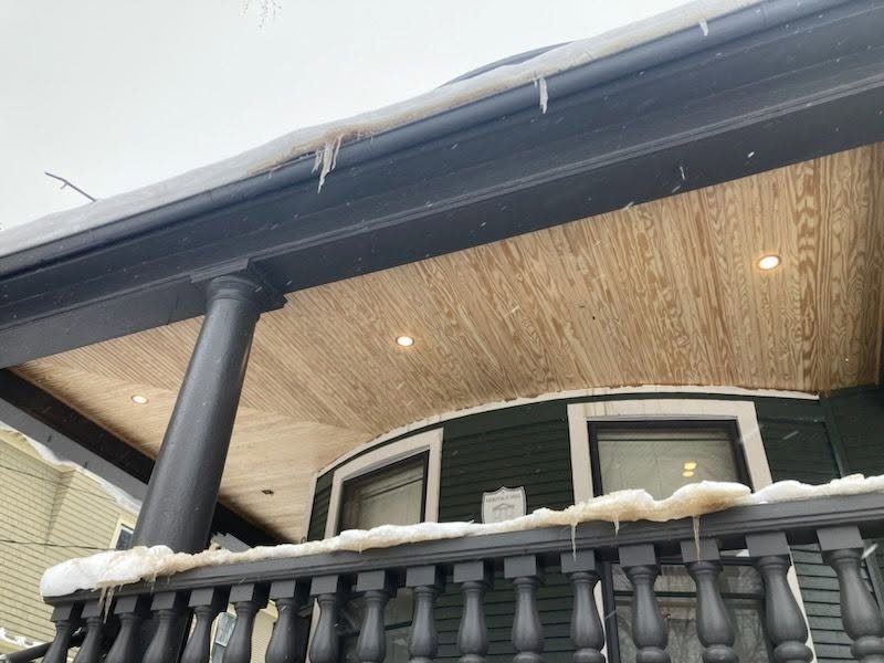 Victorian Porch Restoration with Pine Beadboard Ceiling