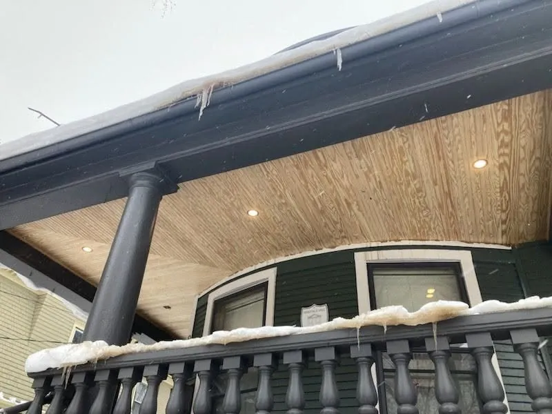 Victorian Porch Restoration with Pine Beadboard Ceiling