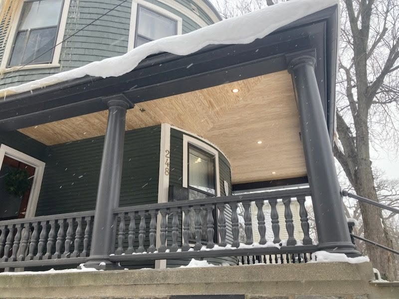 Victorian Porch Restoration with Pine Beadboard Ceiling — thumbnail 4