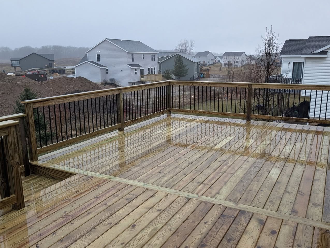 Walkout Deck with Black Steel Balusters