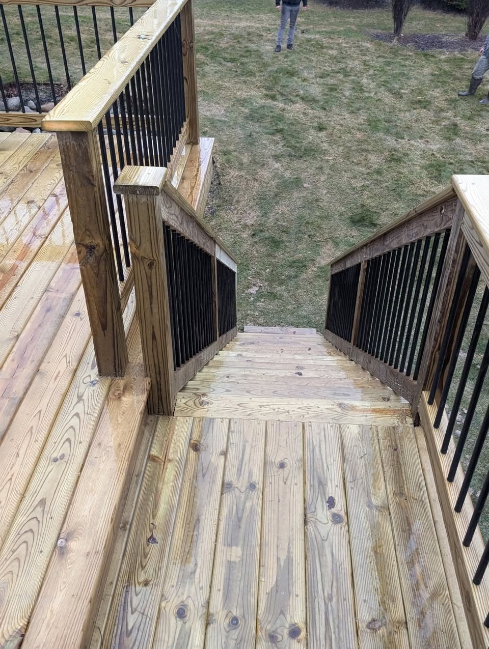 Walkout Deck with Black Steel Balusters — thumbnail 3