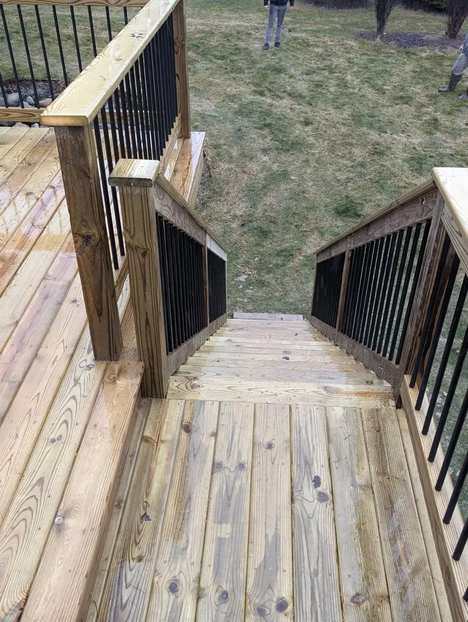 Walkout Deck with Black Steel Balusters — thumbnail 3