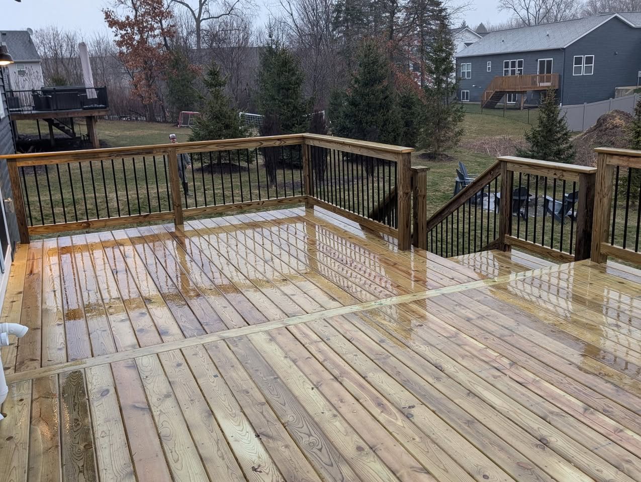 Walkout Deck with Black Steel Balusters — thumbnail 4
