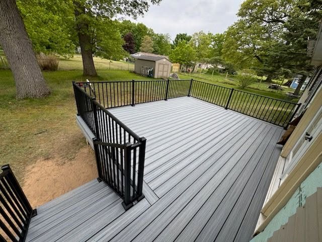 A composite deck built by VIBE Construction in Muskegon, MI