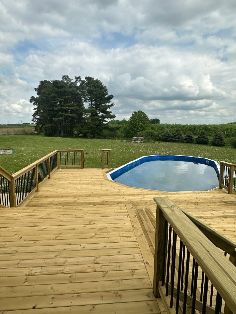 Custom Pool Deck with Black Steel Balusters — thumbnail 3