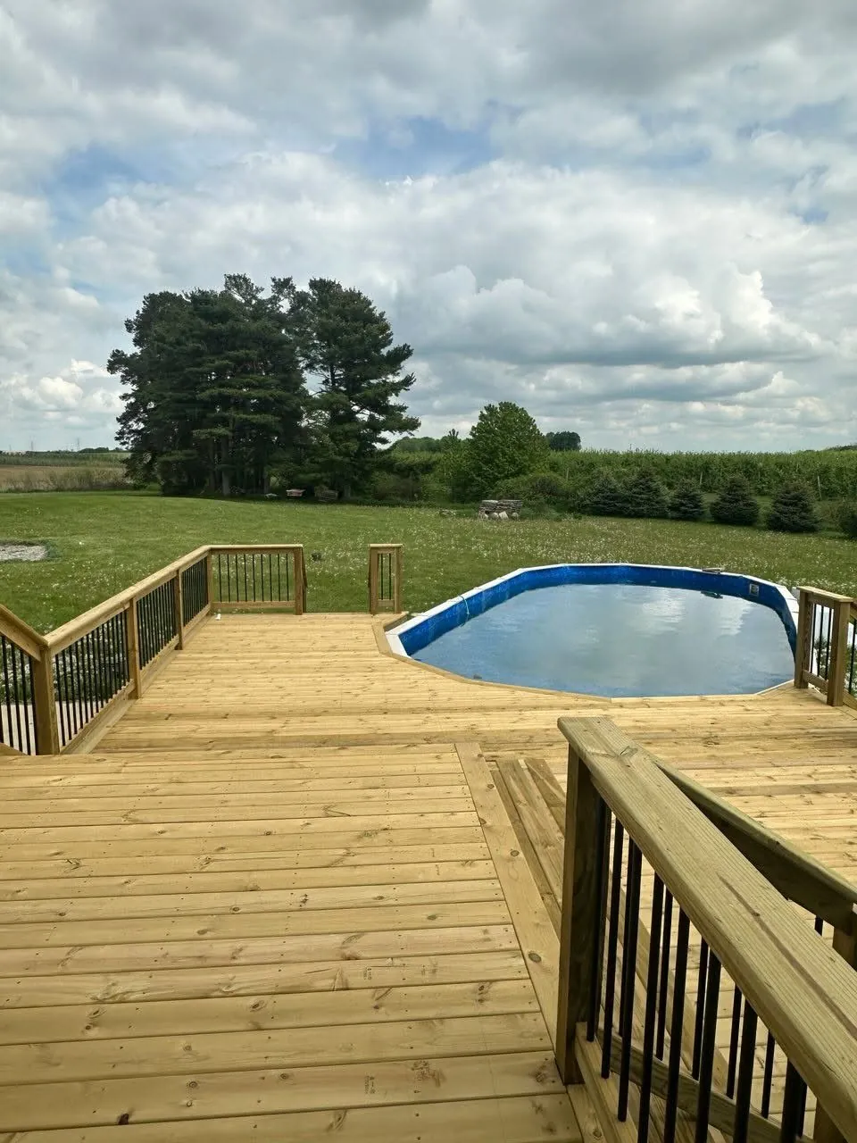 Custom Pool Deck with Black Steel Balusters — thumbnail 3