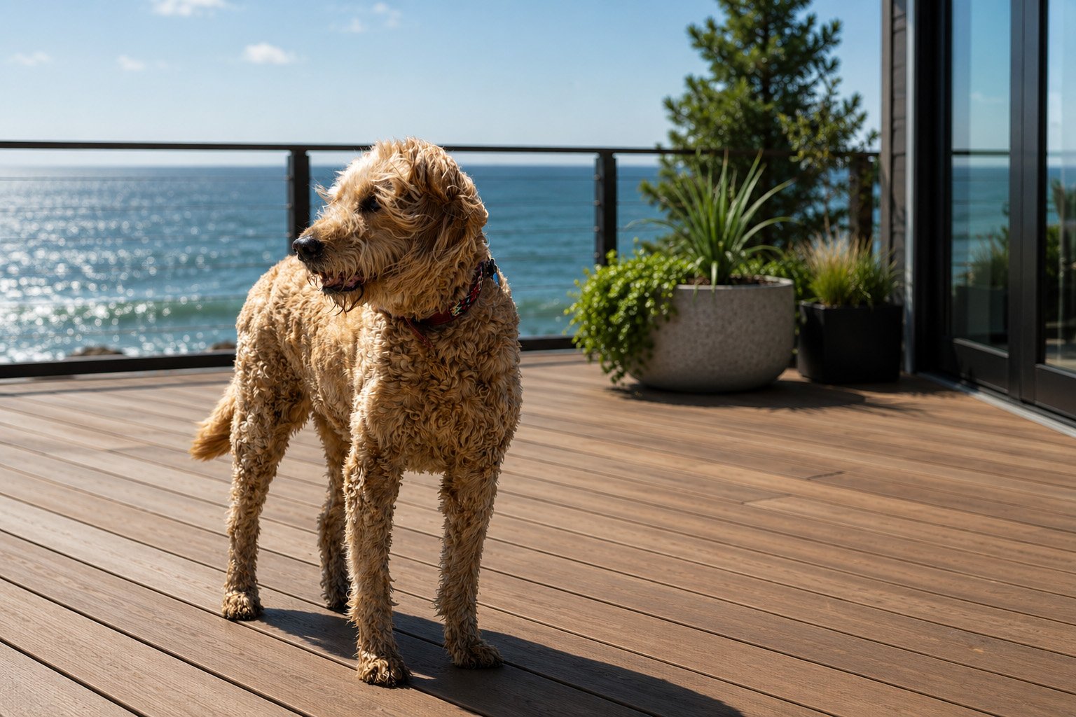 Oceanfront composite deck built by VIBE Construction